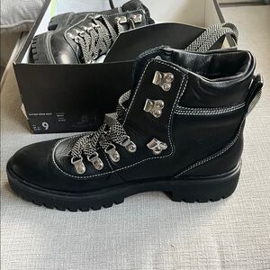 J. Crew Black Leather Combat Boots